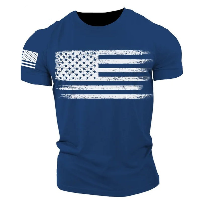 Personality USA Distressed Flag Men T Shirt Patriotic American Tee