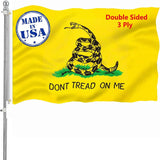 Double Sided Gadsden Dont Tread on Me Flag 3X5 Outdoor- Heavy Duty Yellow Don'T Tread on Me Snake Flag -Tea Party Rattlesnake Flags Banner with Grommets