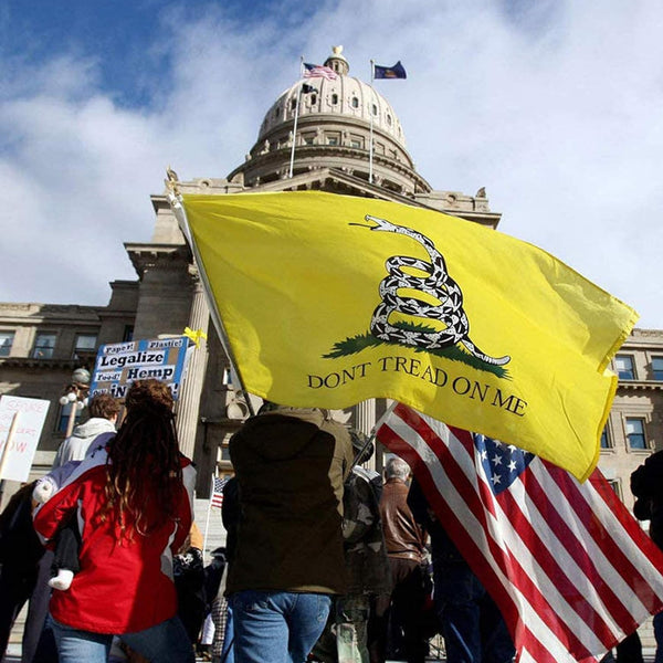 Double Sided Gadsden Dont Tread on Me Flag 3X5 Outdoor- Heavy Duty Yellow Don'T Tread on Me Snake Flag -Tea Party Rattlesnake Flags Banner with Grommets