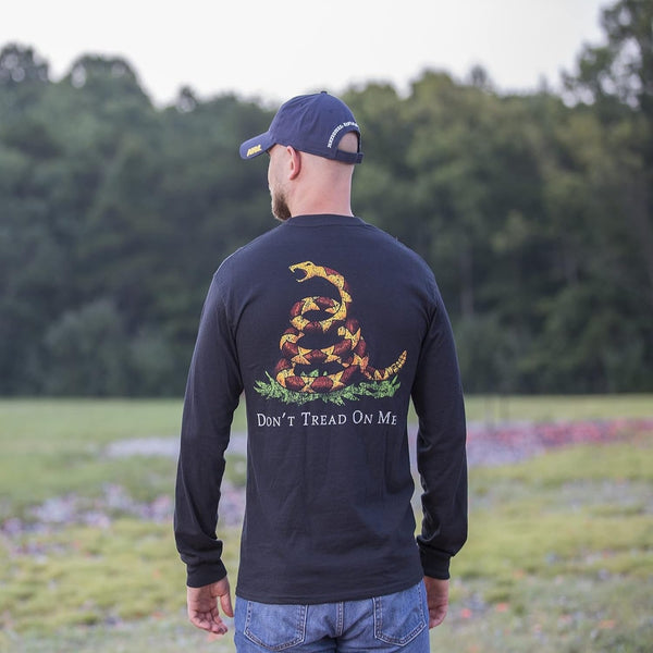 Long Sleeve Shirts for Men, Don'T Tread on Me Design Featuring the Gadsden Rattler, Black