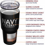 - Navy Veteran - Navy Travel Mug - American Flag Coffee Travel Mug - Navy Military Tumbler - Double Insulated Tumbler - 30 Oz