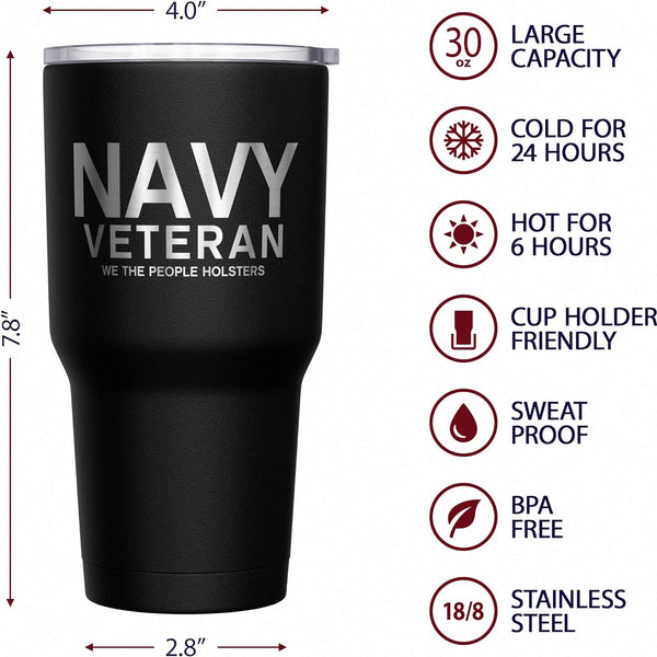 - Navy Veteran - Navy Travel Mug - American Flag Coffee Travel Mug - Navy Military Tumbler - Double Insulated Tumbler - 30 Oz