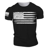 Personality USA Distressed Flag Men T Shirt Patriotic American Tee