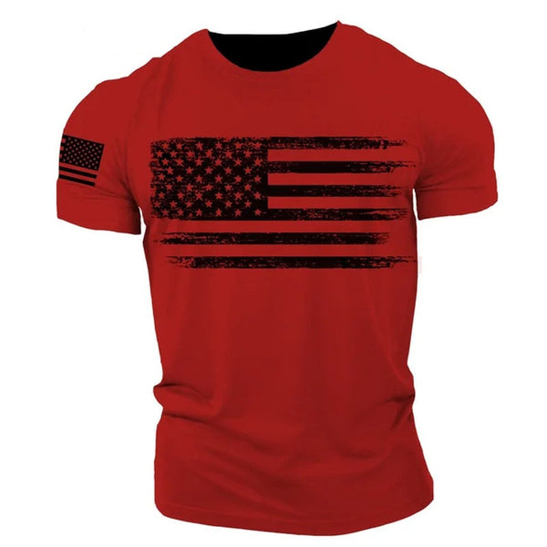 Personality USA Distressed Flag Men T Shirt Patriotic American Tee