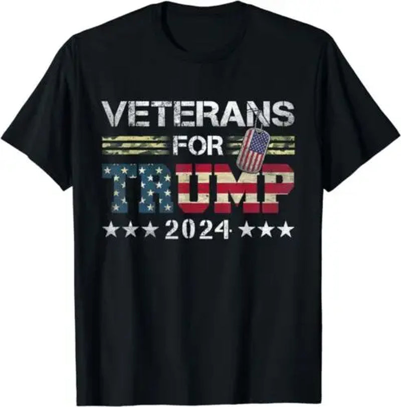 Dad Grandpa Veterans for Trump 2024 American Flag Camo T-Shirt